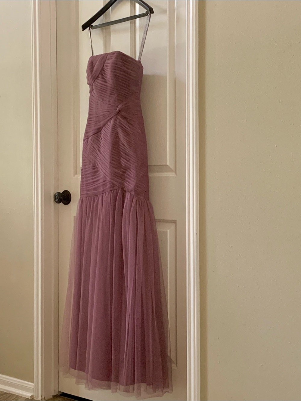 Alfred Angelo Mauve Strapless Tulle Floor Length Gown Size 2 (Runs Small)